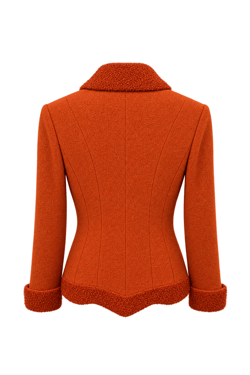 1980s Vivid Orange Woven Fabric Jacket - Back View