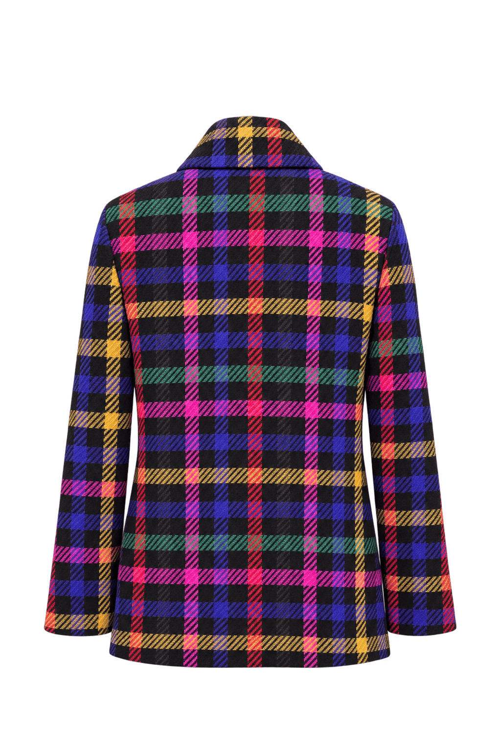 1980s Black Woven Plaid Blazer - Back View