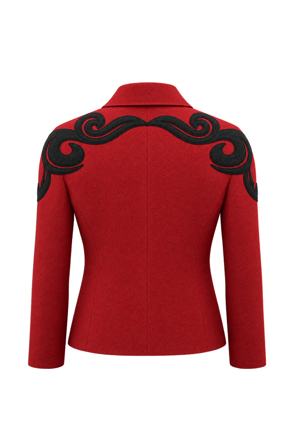 1980s Bright Red Wool-Like Jacket - Back View