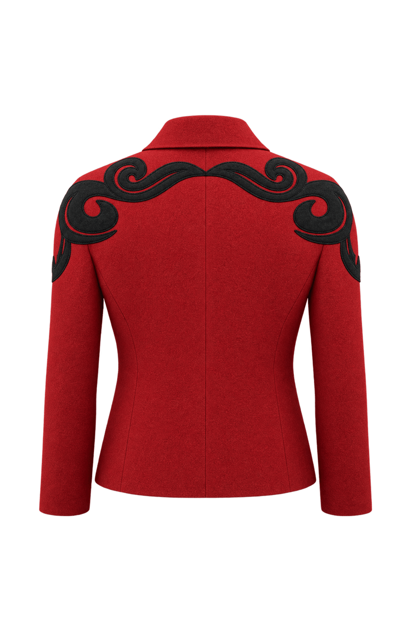 1980s Bright Red Wool-Like Jacket - Back View