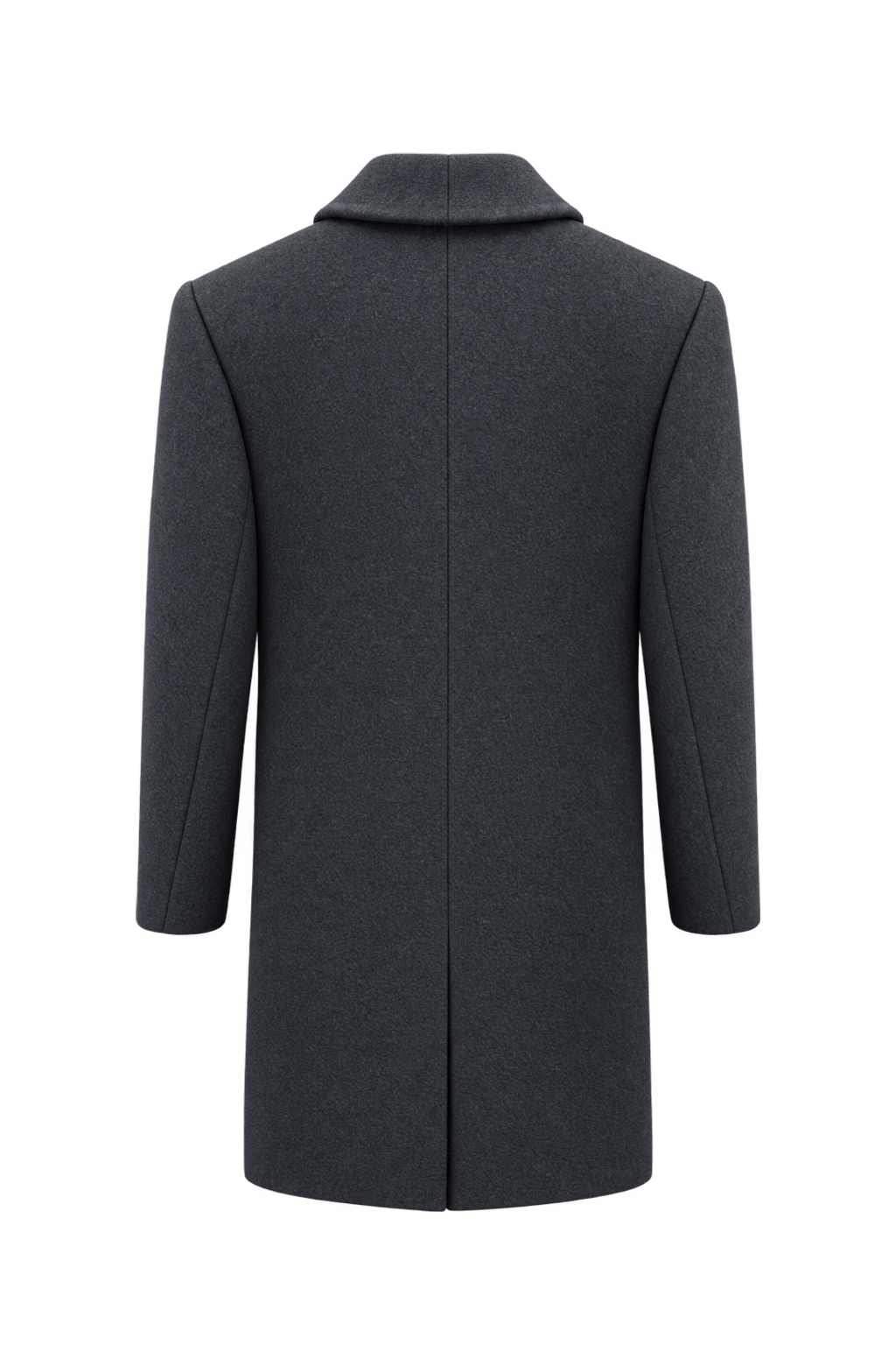 1990s Dark Navy Blue Wool Coat - Back View