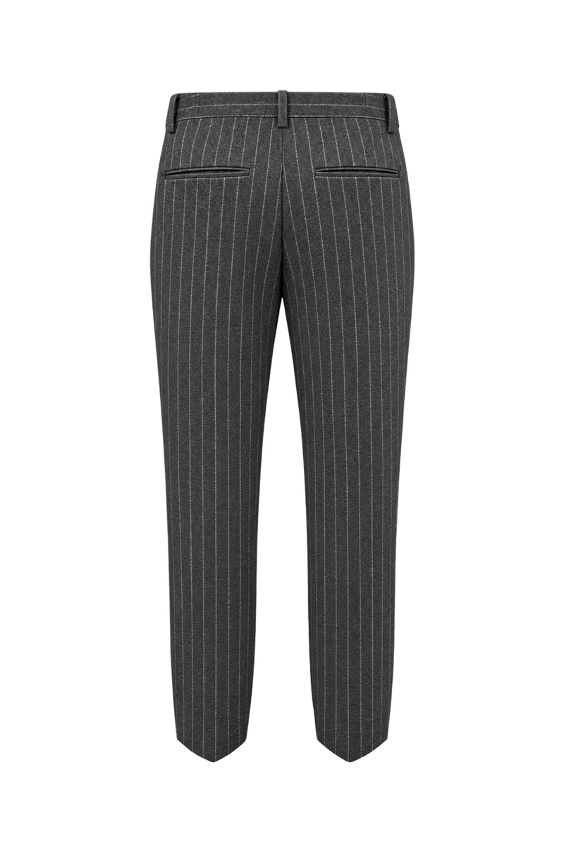 1980s Charcoal Grey Wool-Like Trousers - Back View