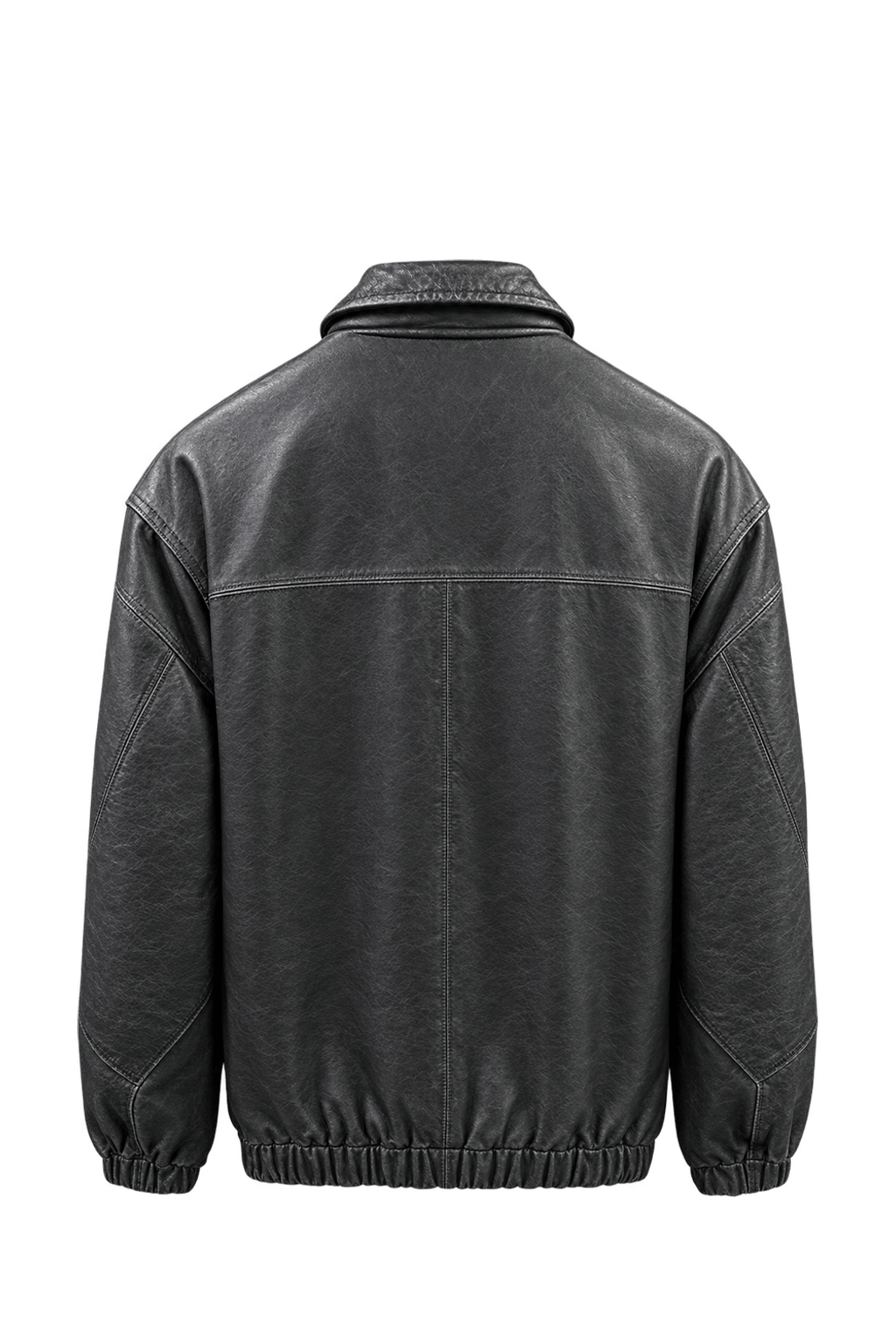 1990s Faded Black Leather Jacket - Back View