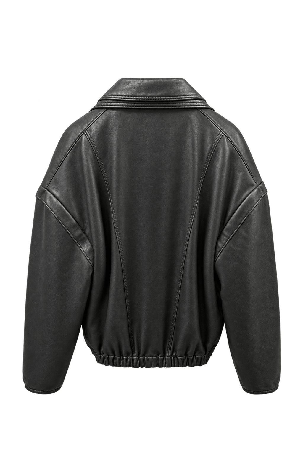 1980s Black Leather Jacket - Back View