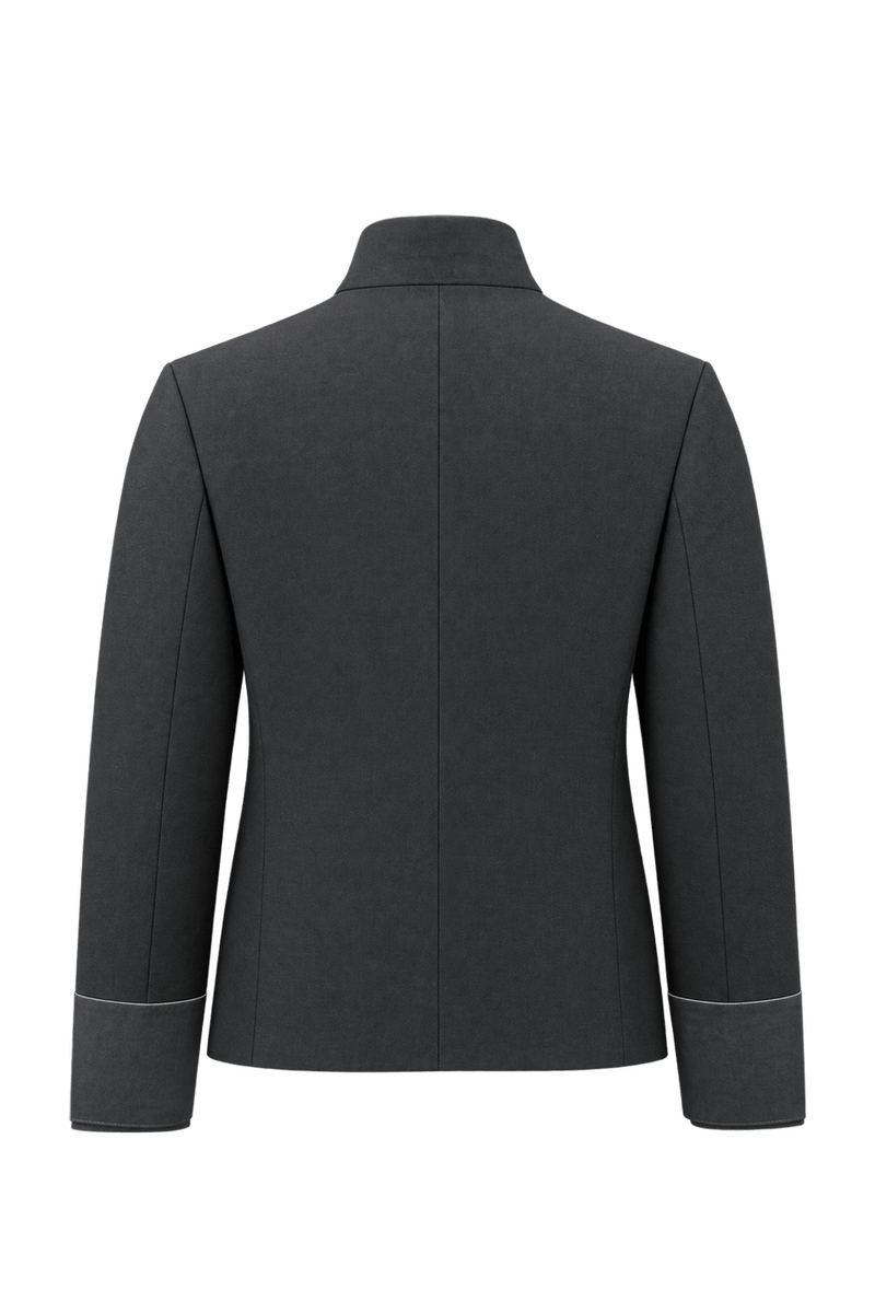 1980s Emerald Green Woven Fabric Jacket - Back View