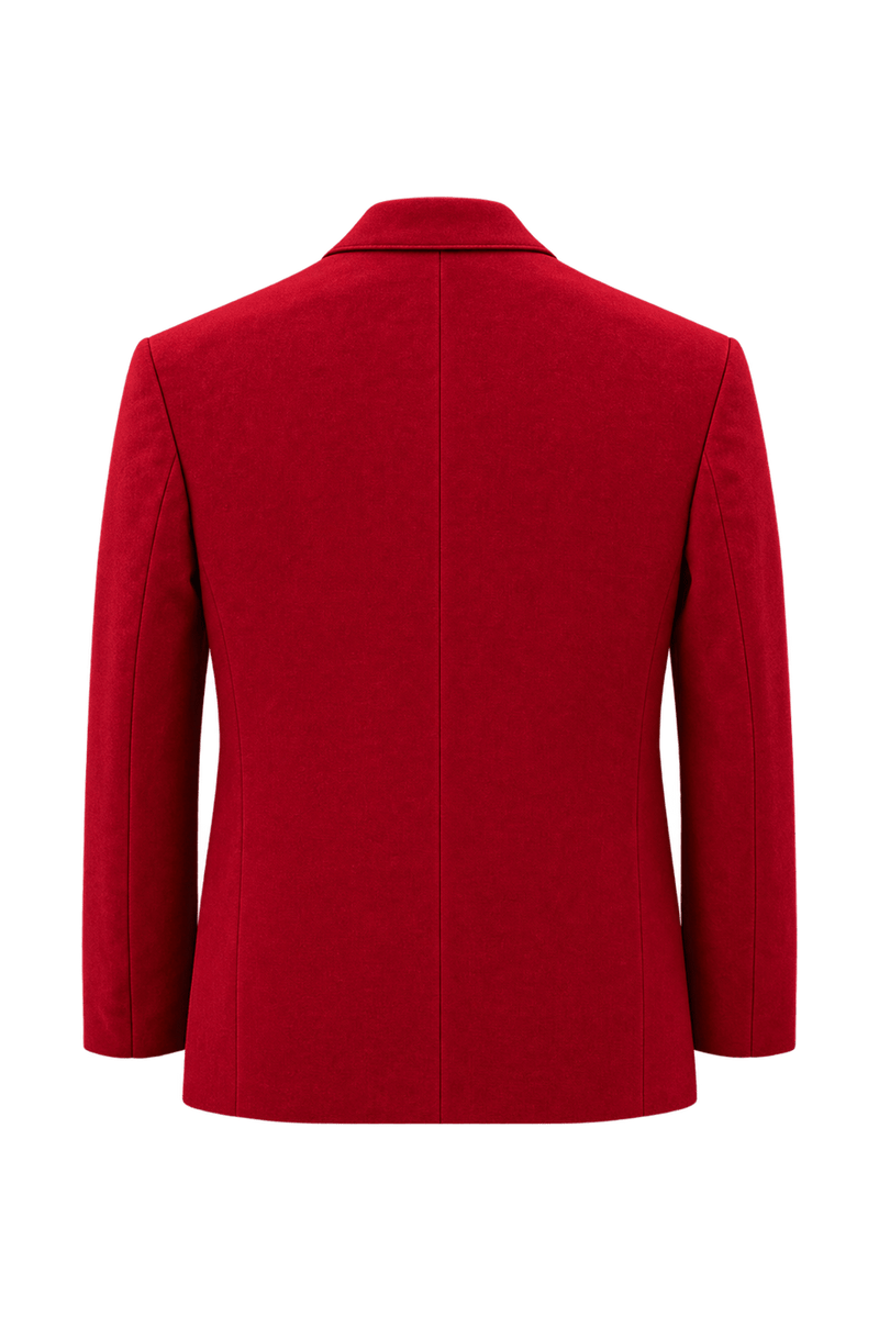 1980s Vivid Crimson Red Velvet Blazer - Back View