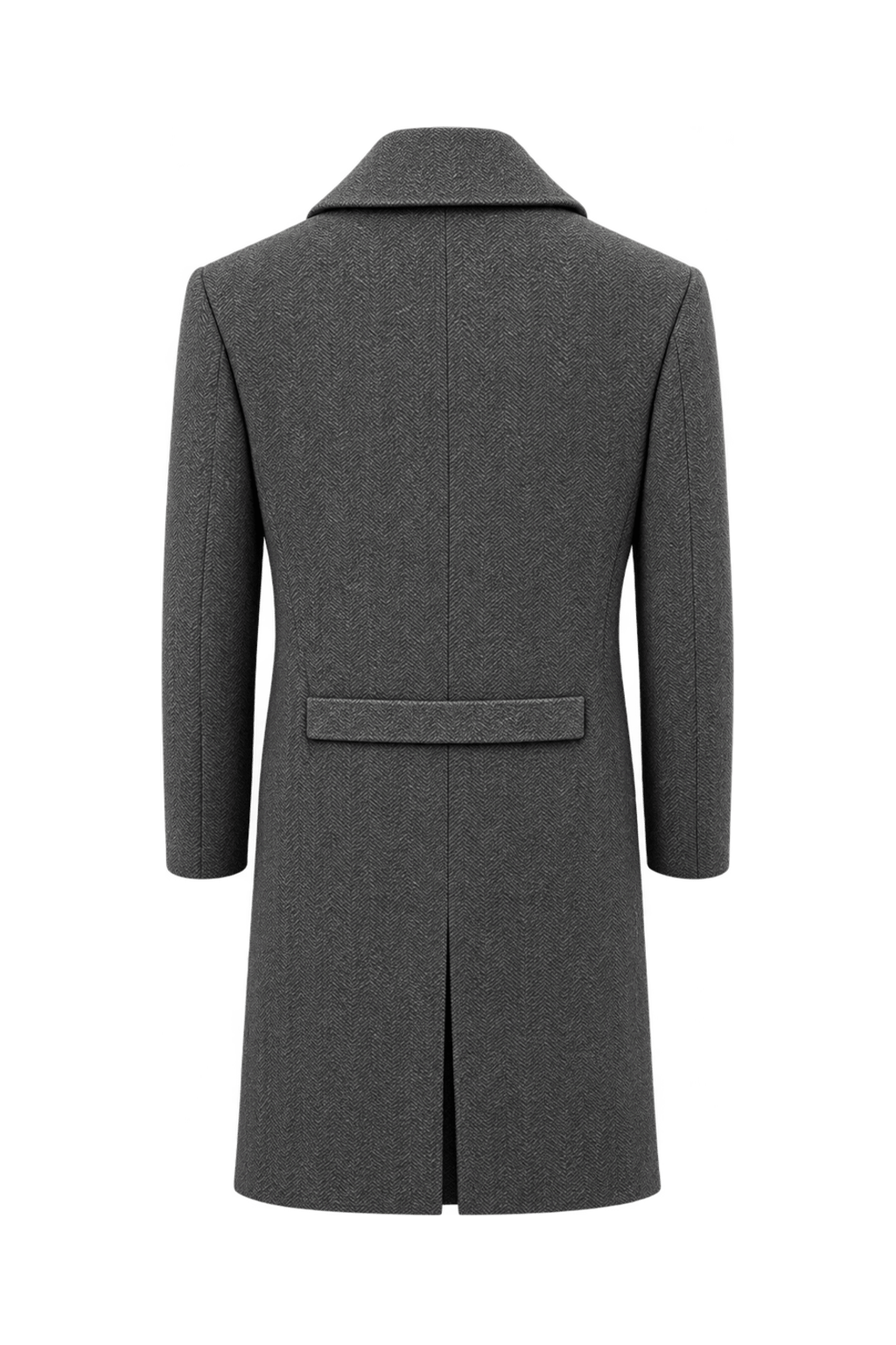1990s Charcoal Gray Wool Coat - Back View