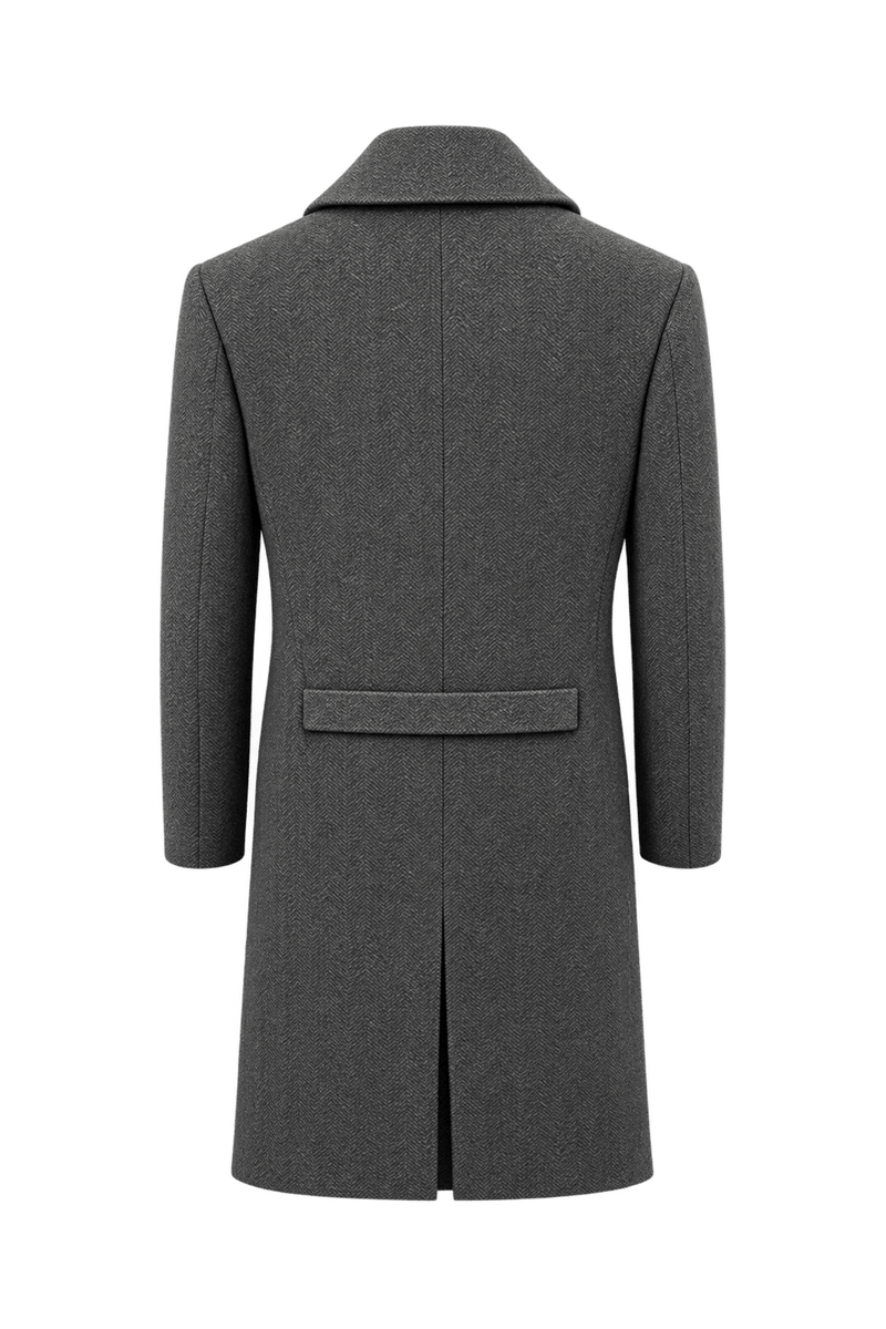 1990s Charcoal Gray Wool Coat - Back View