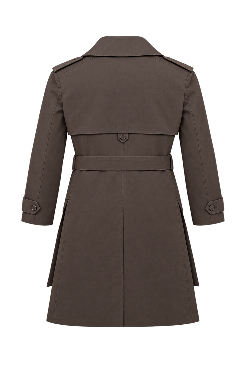 1970s Dark Taupe Brown Cotton Trench Coat - Back View
