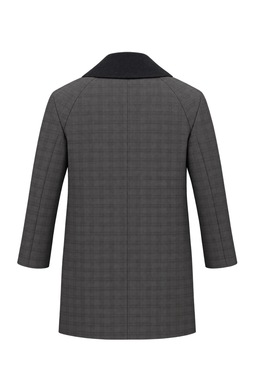 1990s Dark Charcoal Brown Wool Coat - Back View