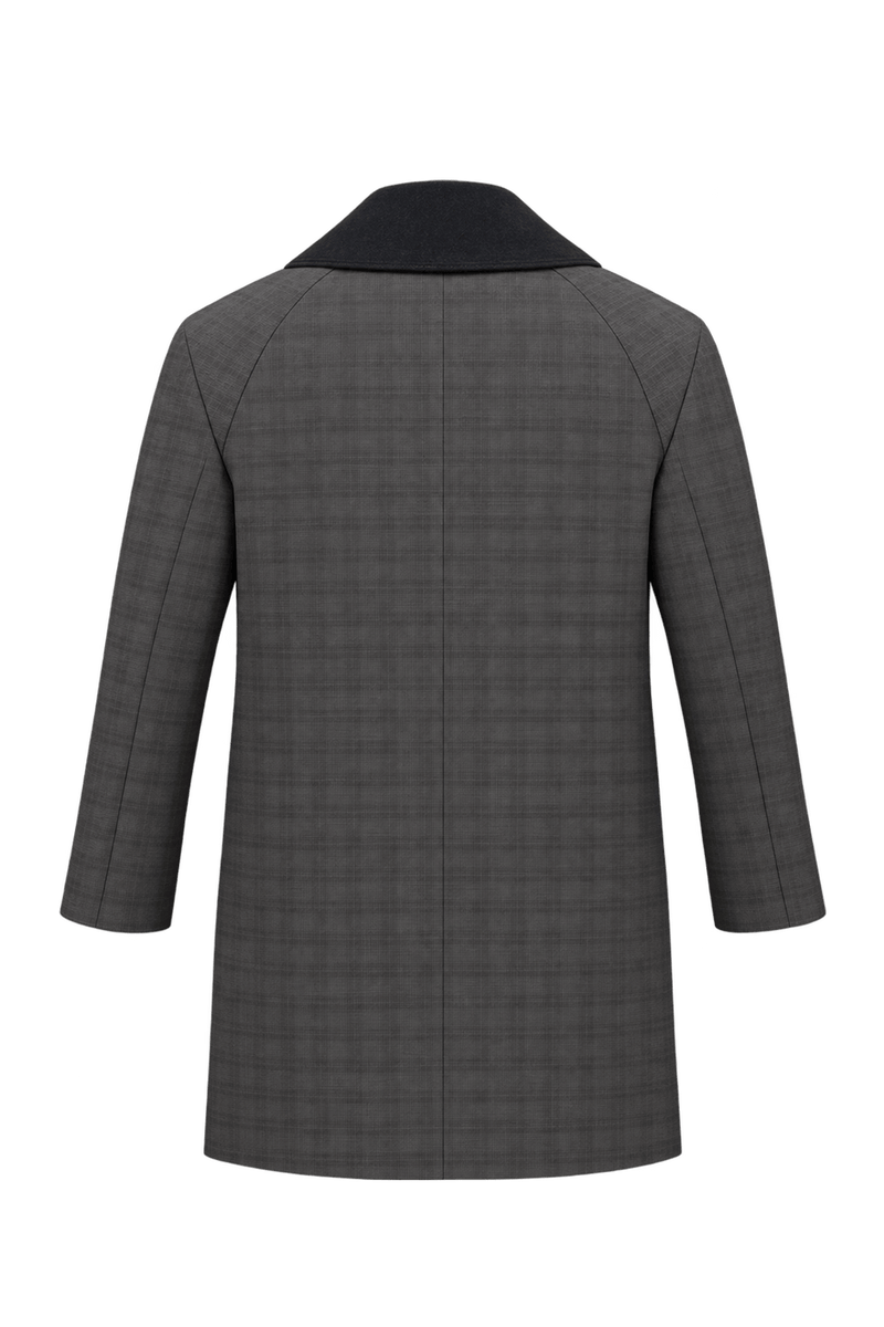 1990s Dark Charcoal Brown Wool Coat - Back View