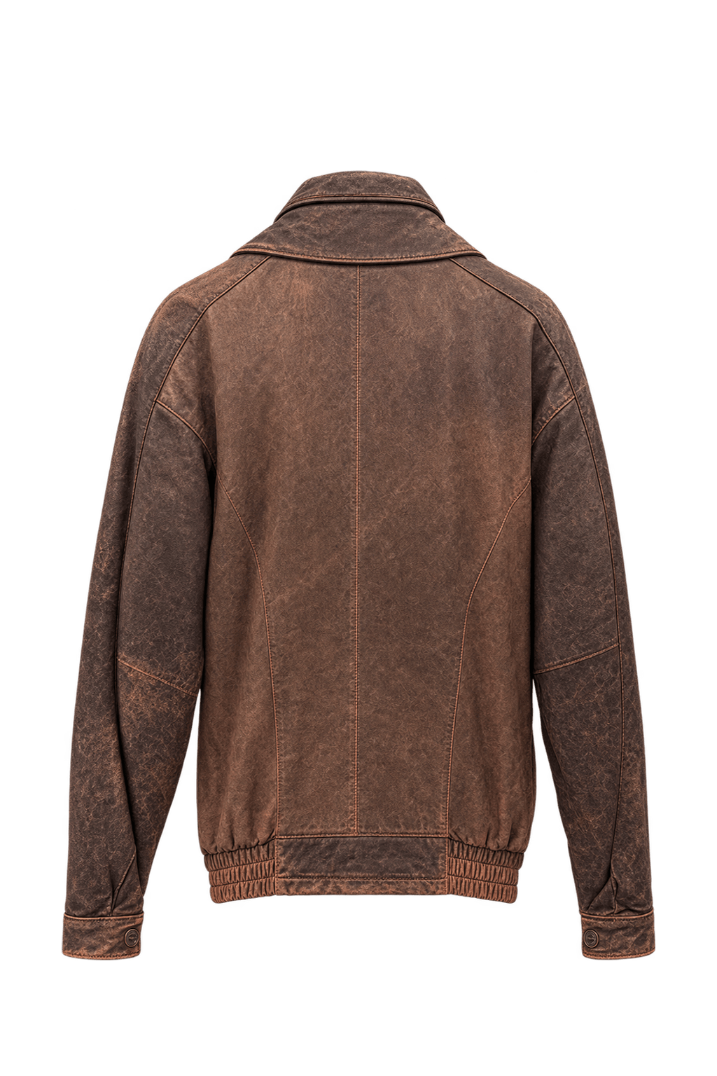 1980s Weathered Cognac Brown Leather Jacket - Back View