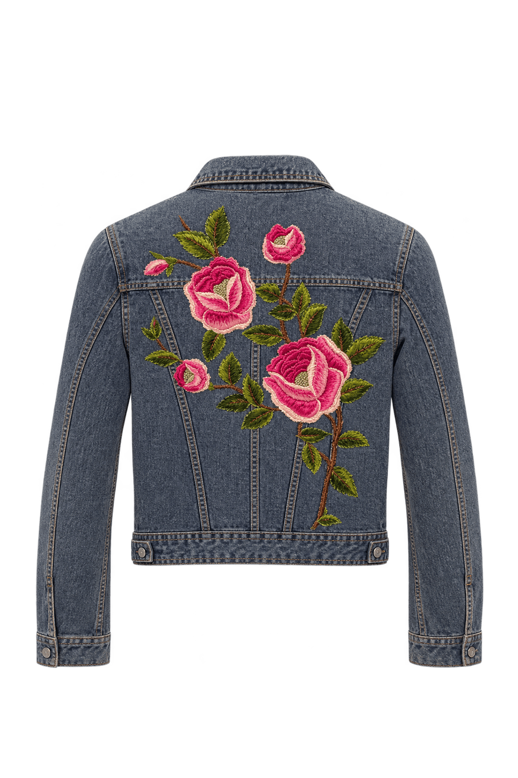 1990s Faded Medium Blue Cotton Denim Jacket - Back View
