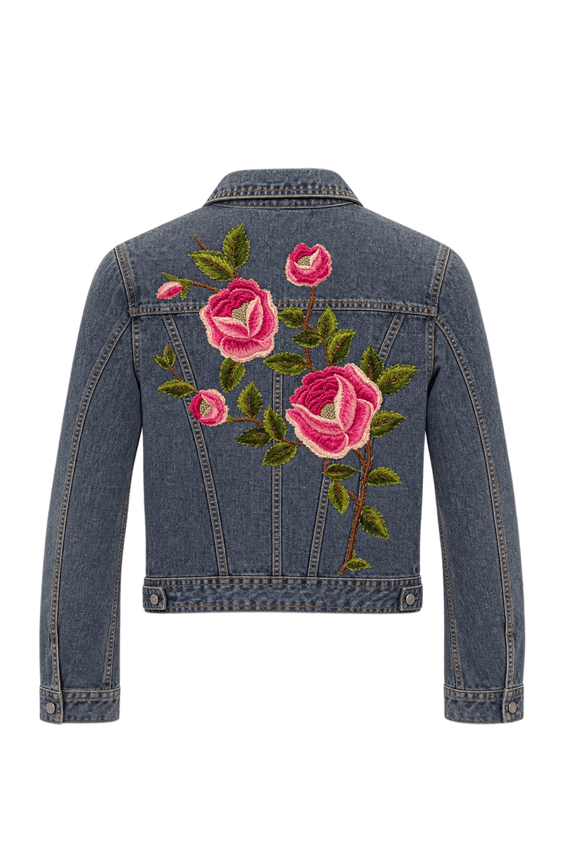 1990s Faded Medium Blue Cotton Denim Jacket - Back View