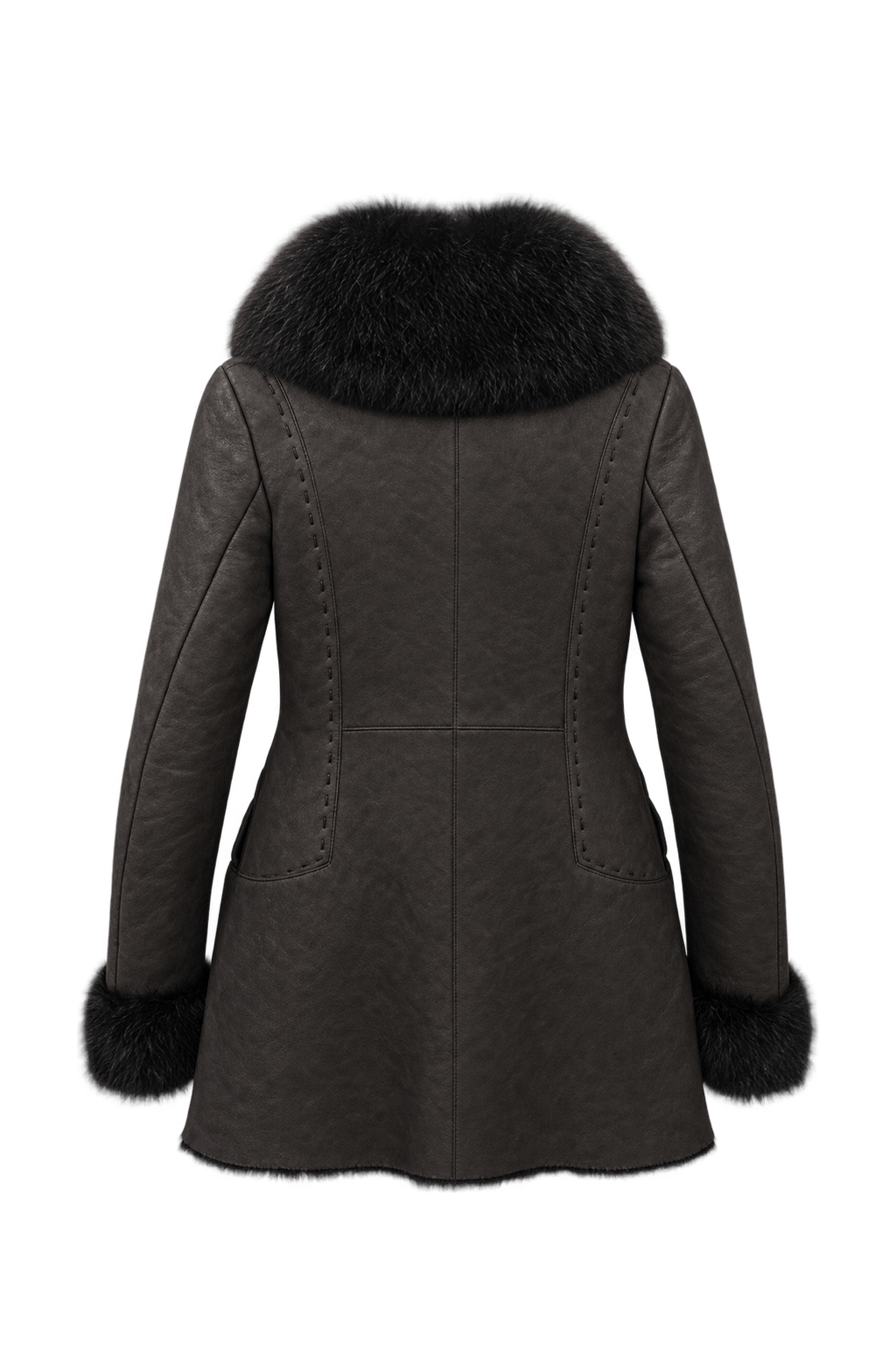 1990s Dark Chocolate Brown Leather Jacket - Back View
