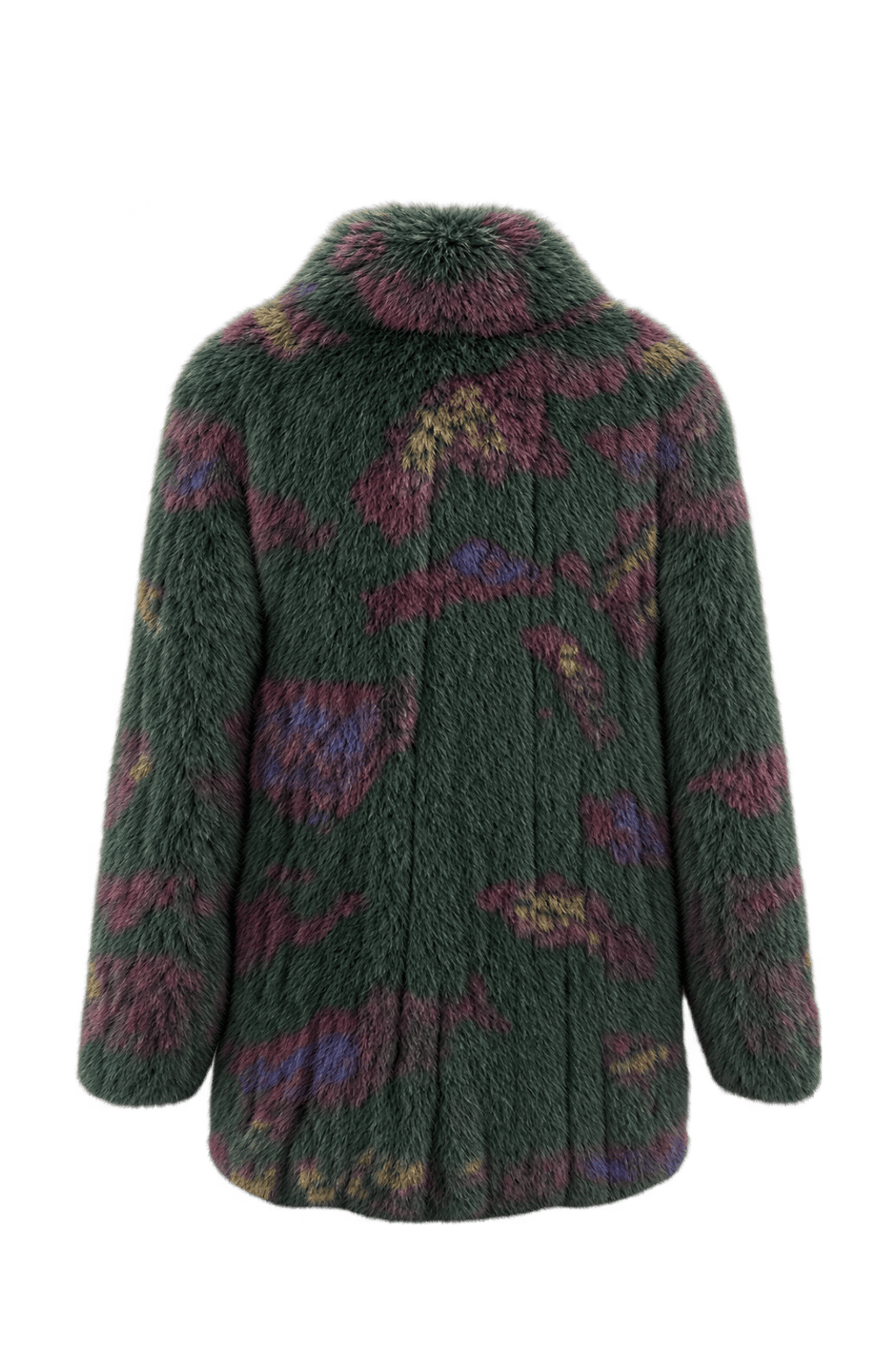 1980s Deep Forest Green Fur Coat - Back View