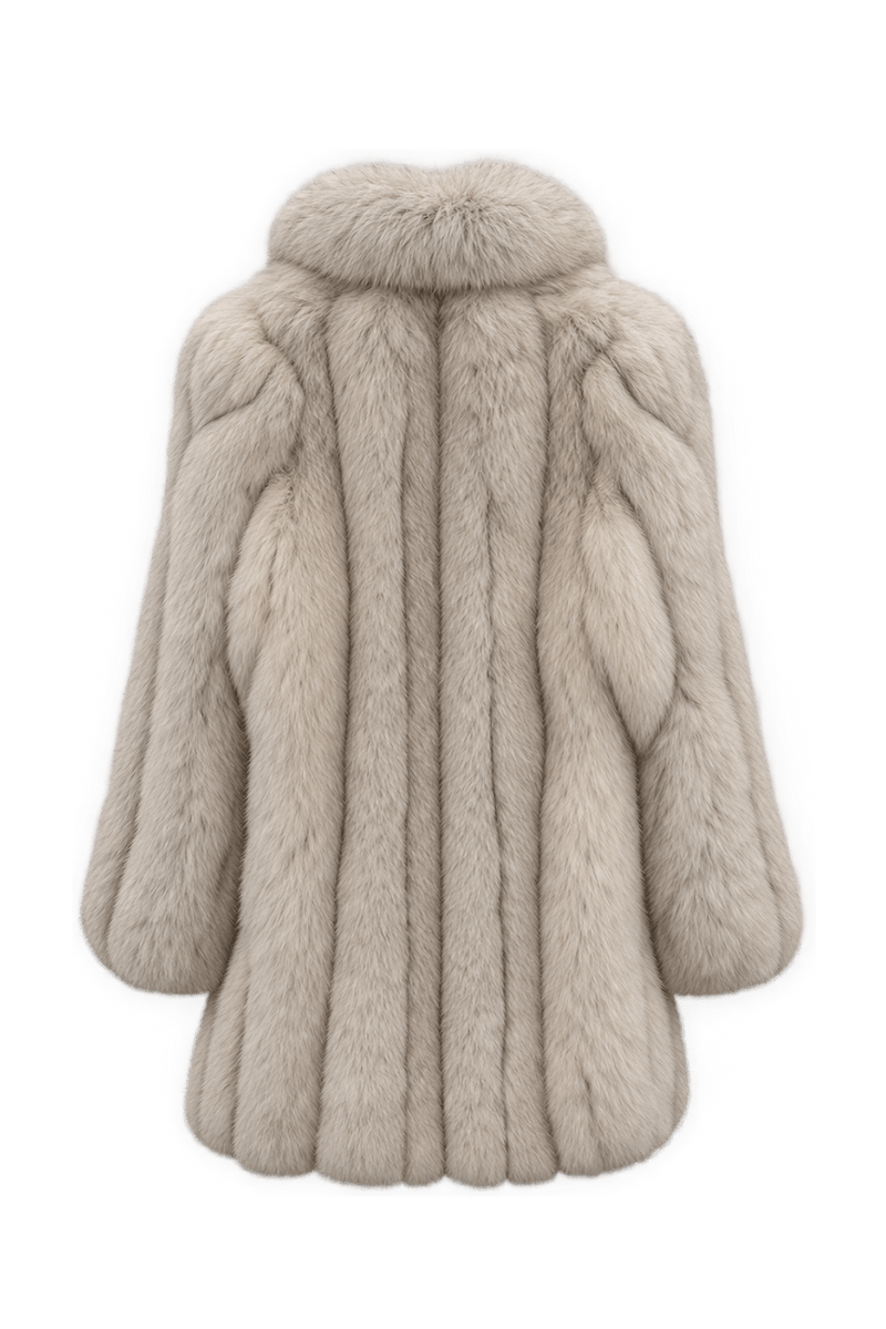 1980s Pale Ivory Fur Coat - Back View