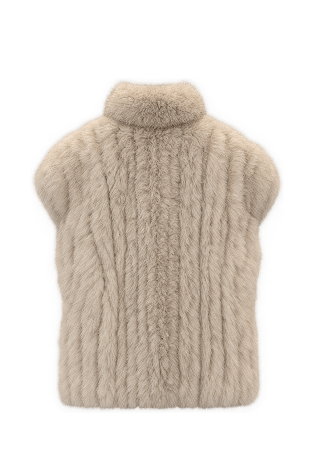1980s Pale Champagne Beige Fur Vest - Back View