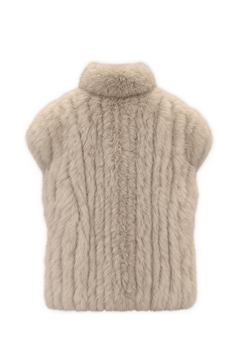 1980s Pale Champagne Beige Fur Vest - Back View