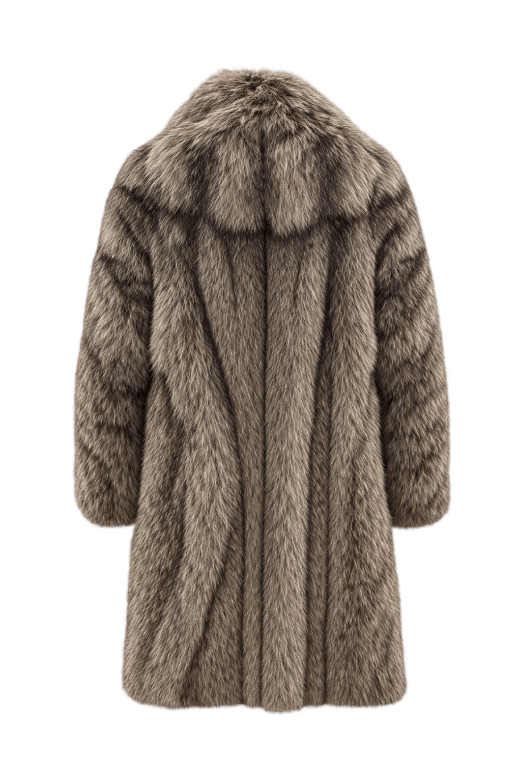 1980s Silver-Gray Brown Fur Coat - Back View