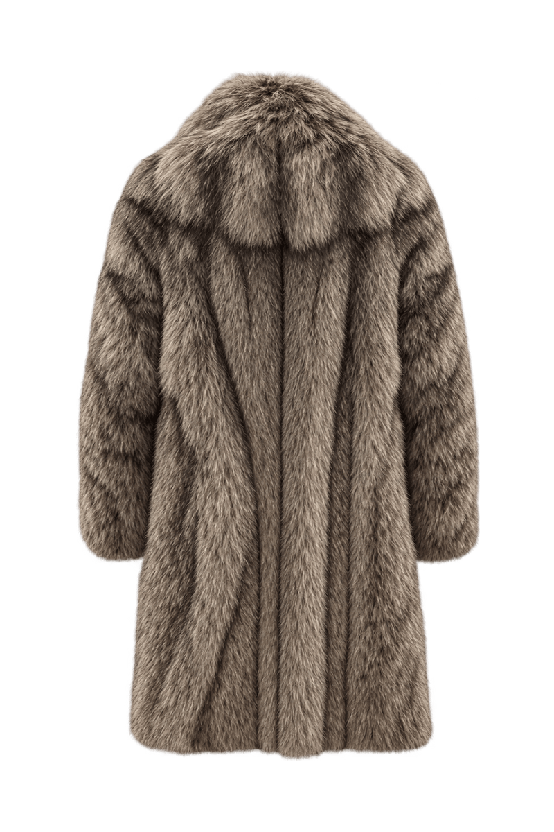 1980s Silver-Gray Brown Fur Coat - Back View