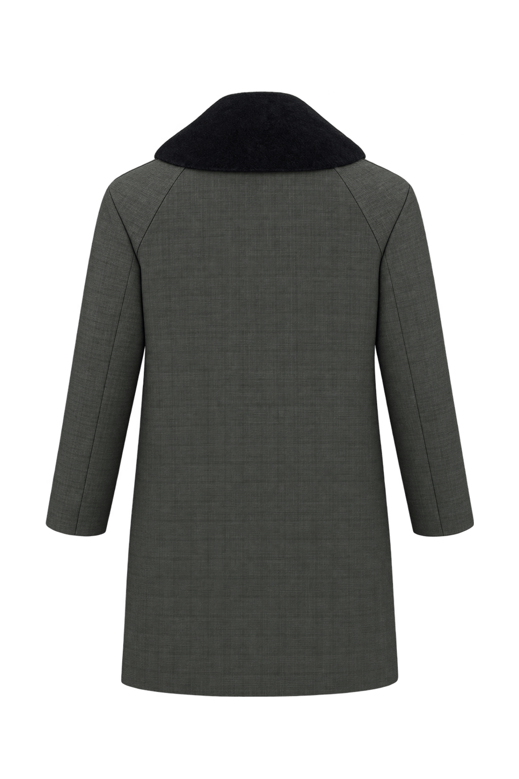 1960s Dark Charcoal Green Woven Coat - Back View
