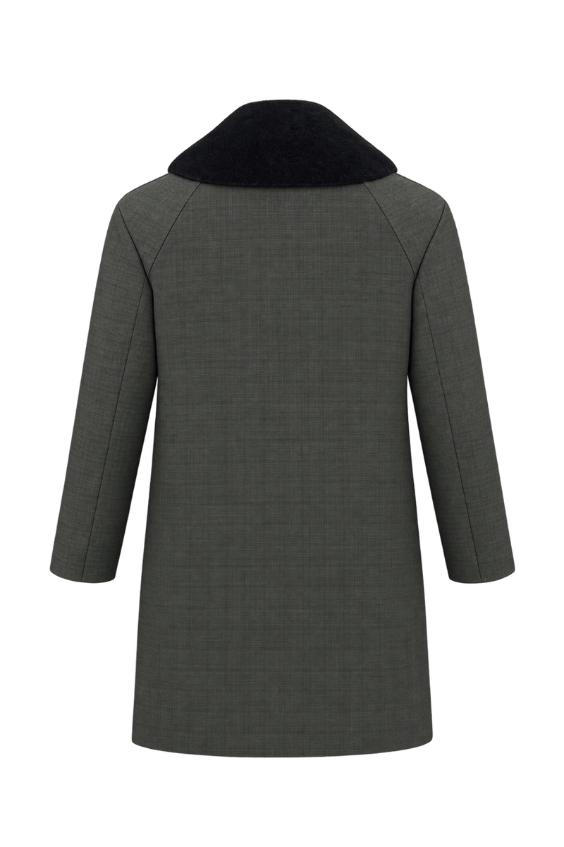 1960s Dark Charcoal Green Woven Coat - Back View