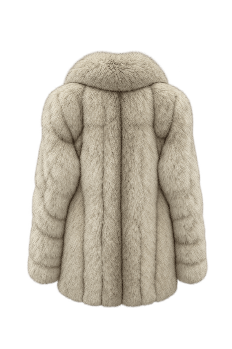 1980s Pale Cream Fur Coat - Back View