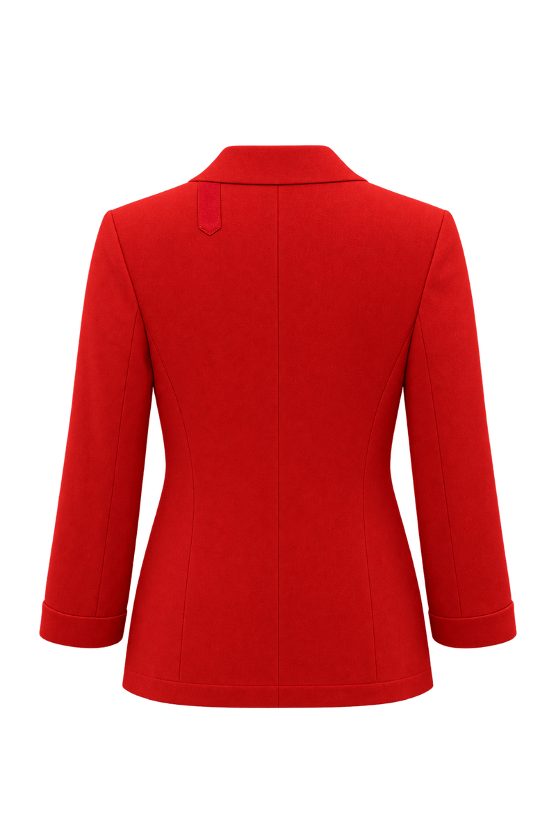1980s Bright Red Fabric Blazer - Back View