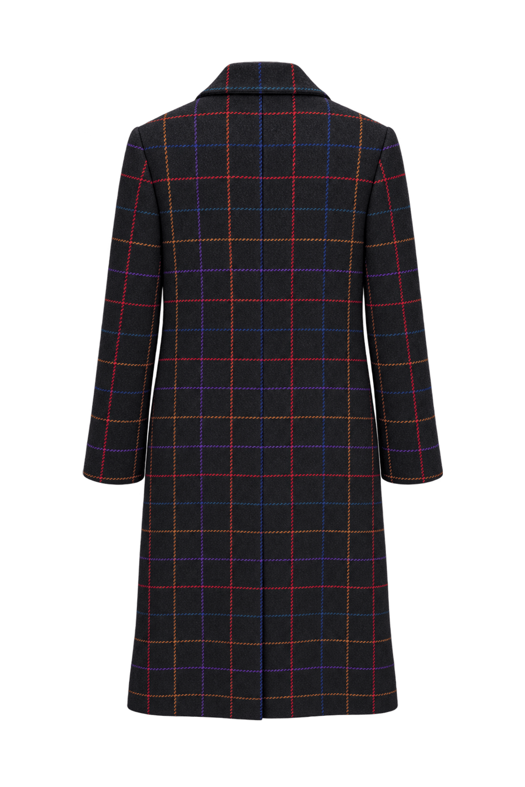 1980s Near-Black Charcoal Wool Blend Coat - Back View