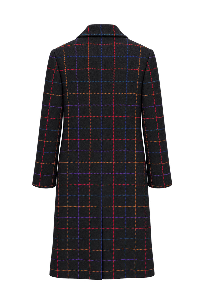 1980s Near-Black Charcoal Wool Blend Coat - Back View
