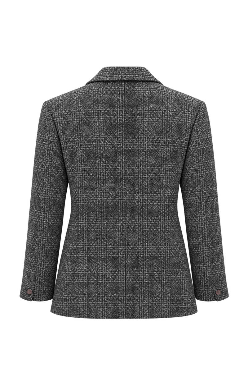 1980s Charcoal Grey Wool Blend Blazer - Back View