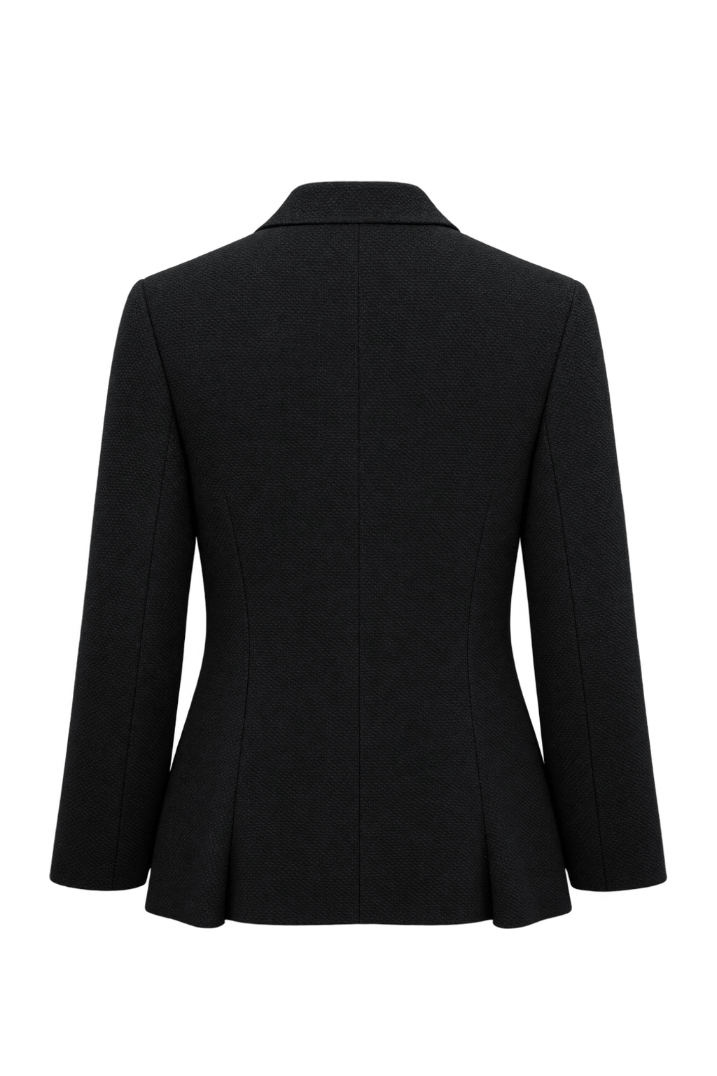 1980s Black Textured Fabric Jacket - Back View