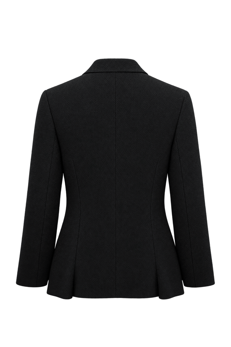 1980s Black Textured Fabric Jacket - Back View