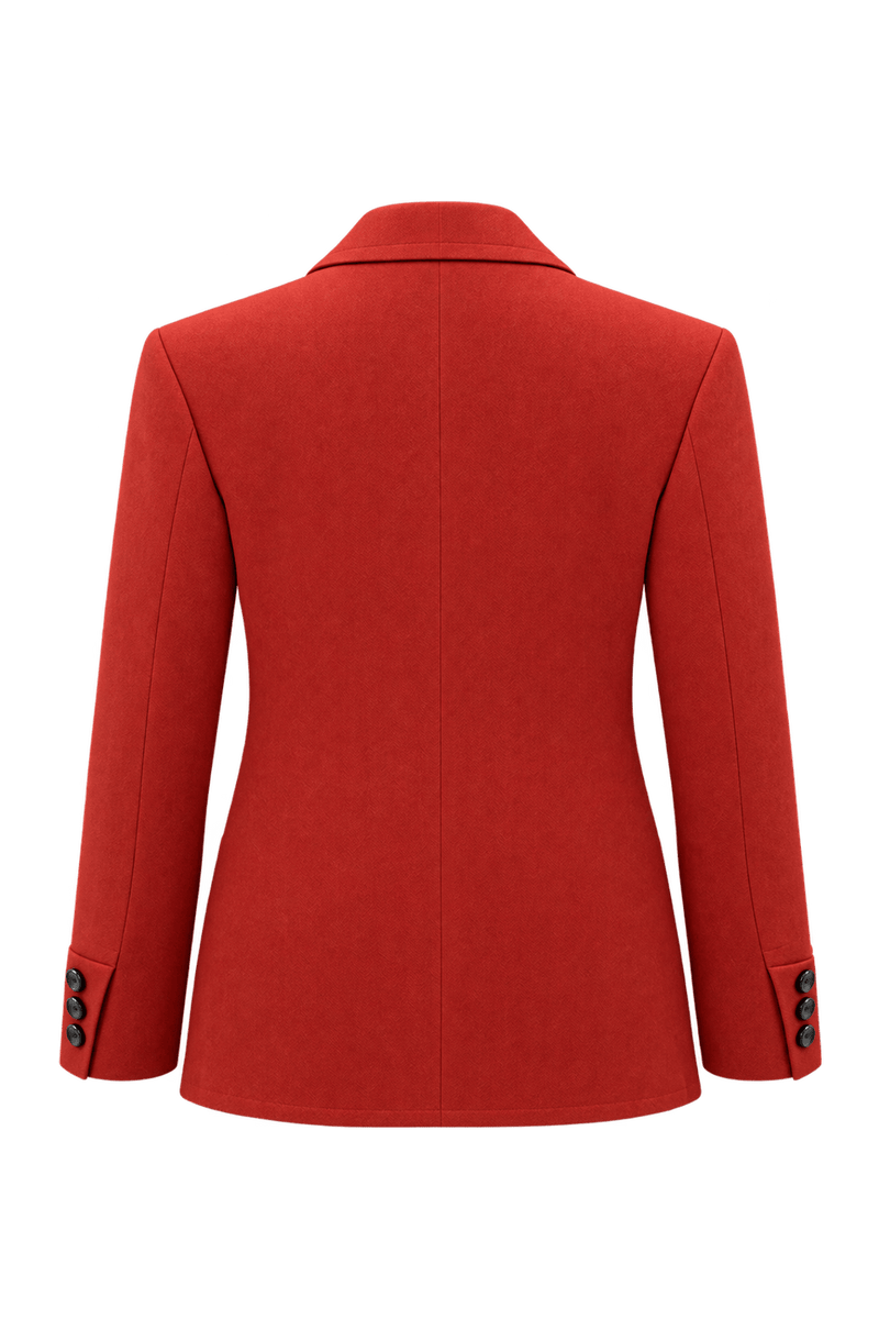 1980s Coral Red Woven Blazer - Back View