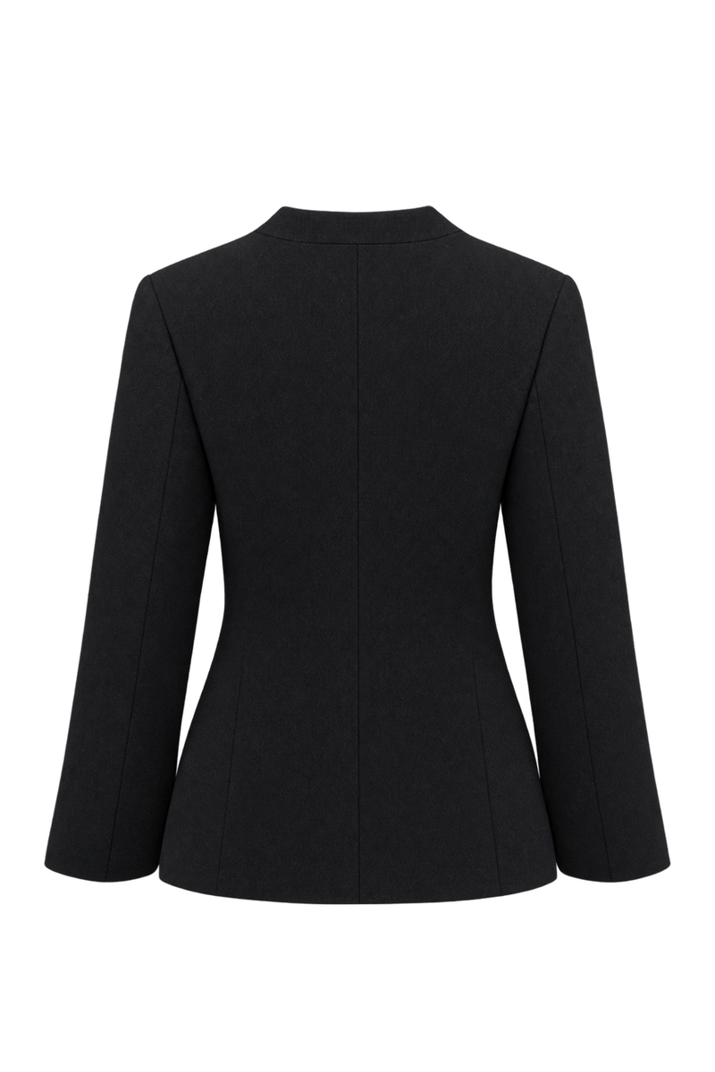 1980s Black Wool Blend Jacket - Back View