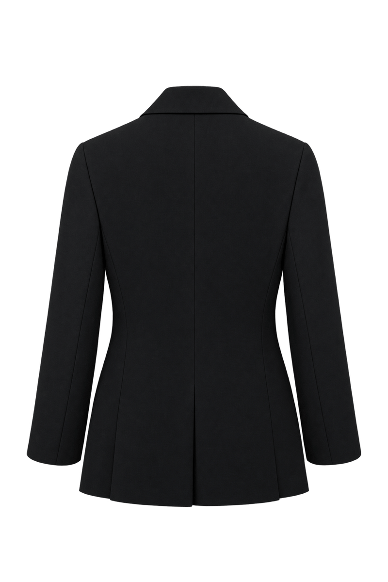 1990s Black Unknown Fabric Blazer - Back View