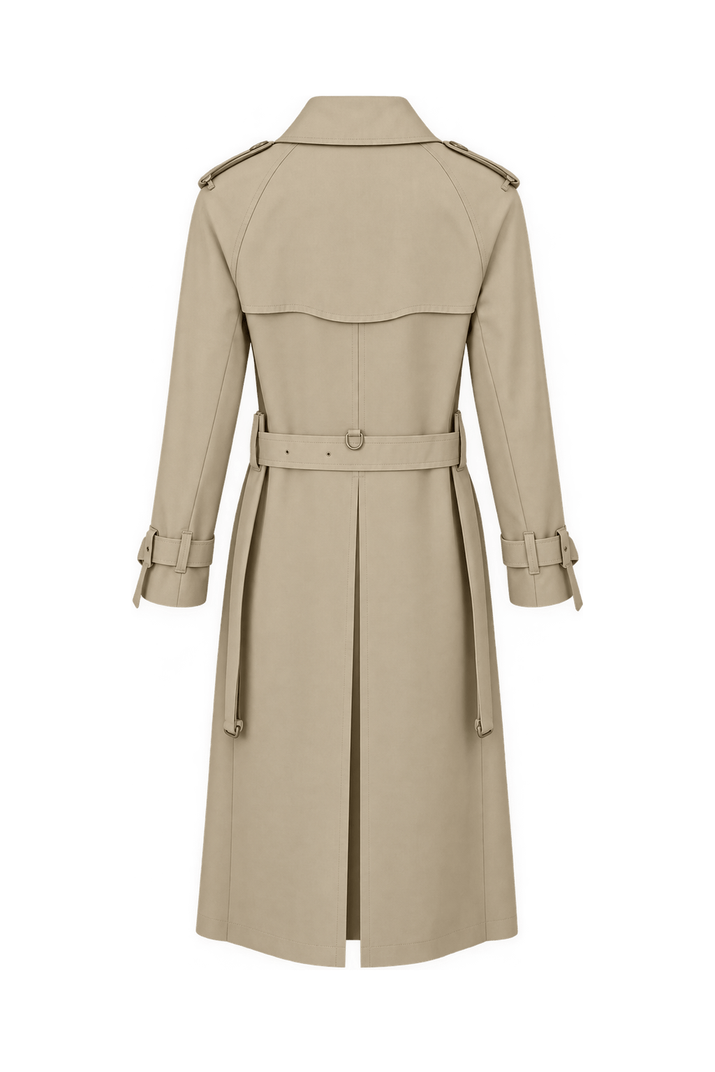 1980s Light Beige Cotton Gabardine Trench Coat - Back View