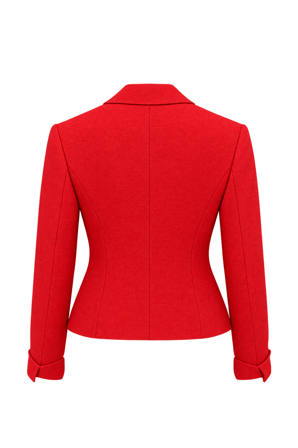 1980s Bright Coral Red Unknown Woven Blazer - Back View