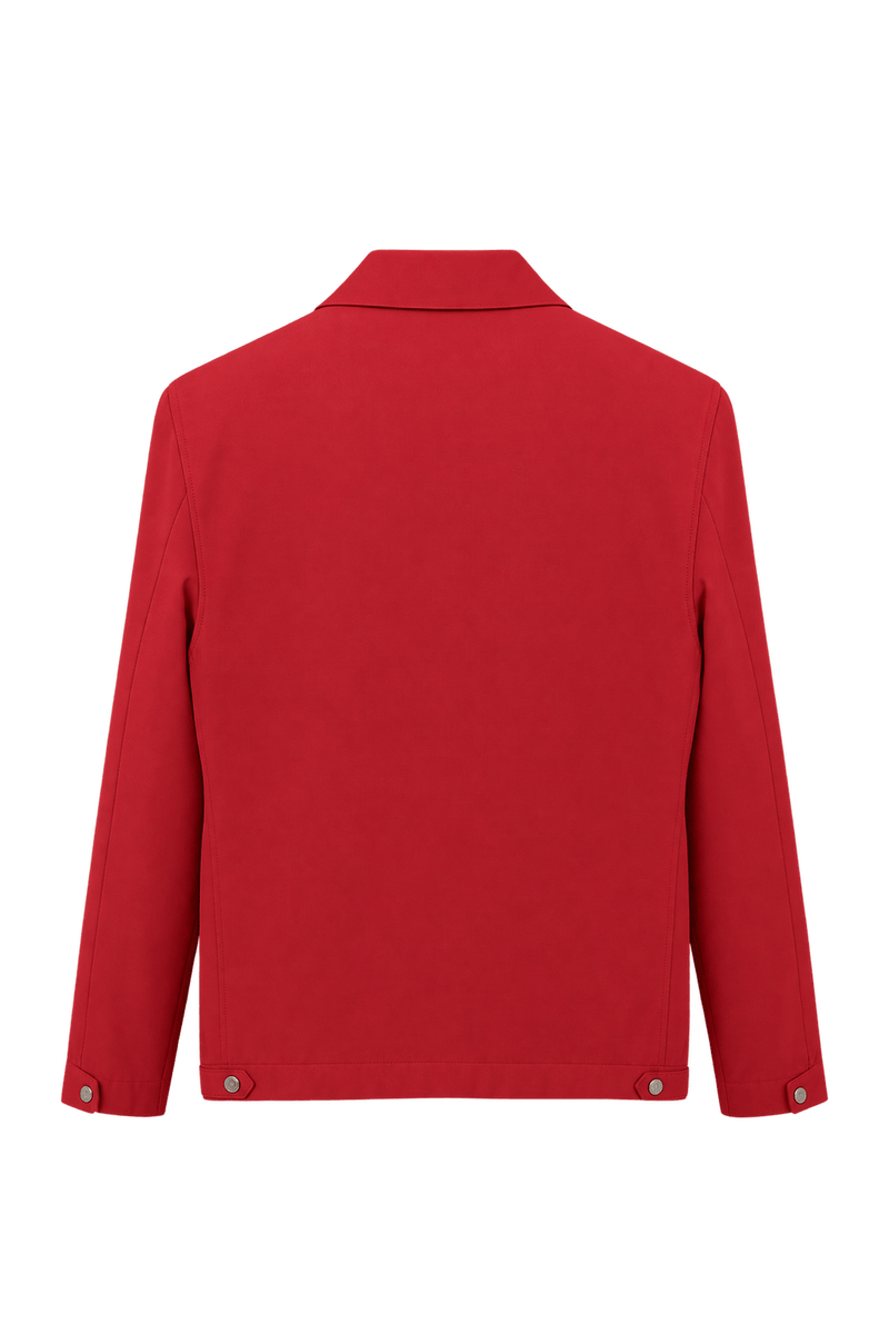 [1980s] Bright Red Synthetic Jacket - Back View