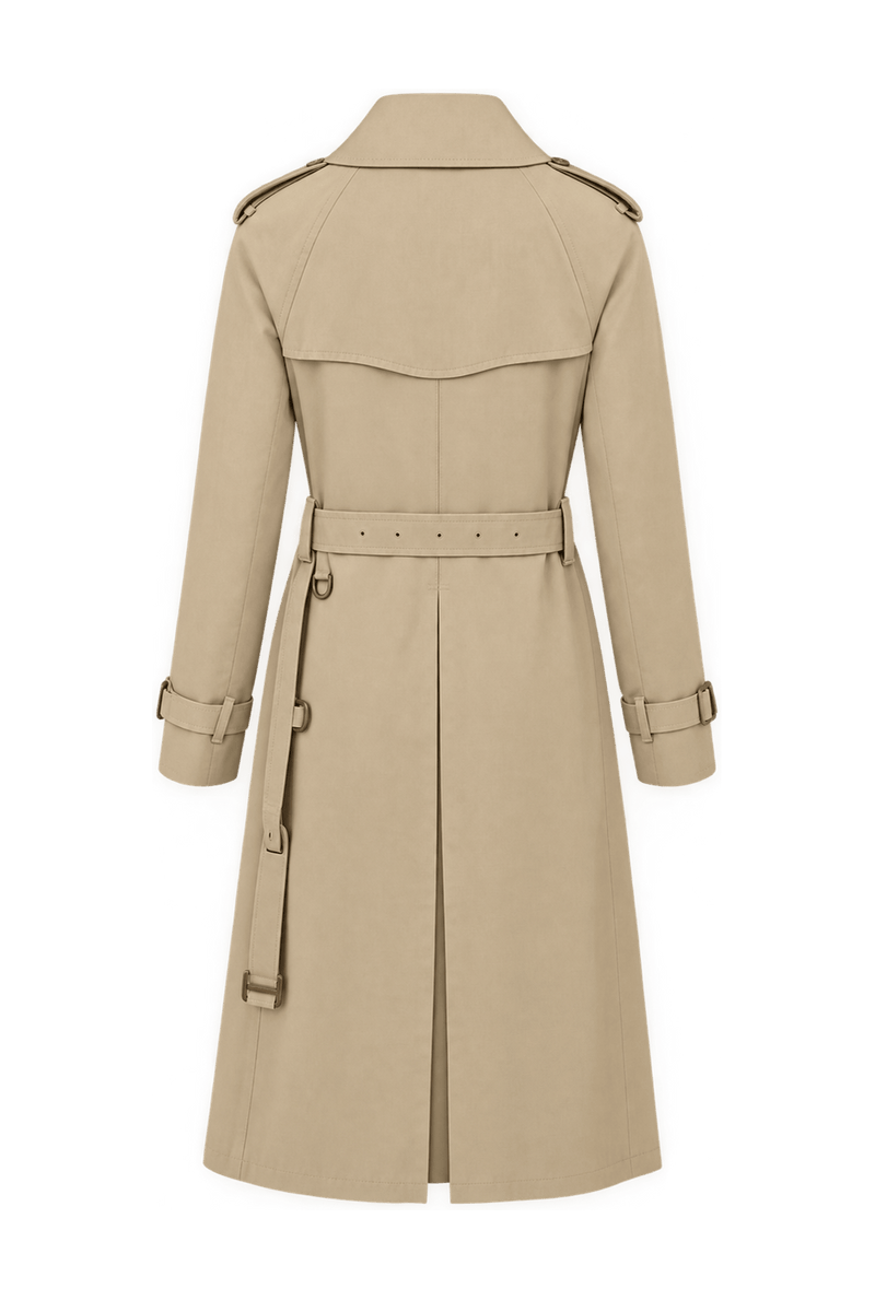 1980s Beige Cotton Blend Trench Coat - Back View