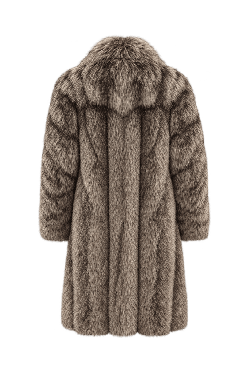 1980s Gray-Brown Fur Coat - Back View