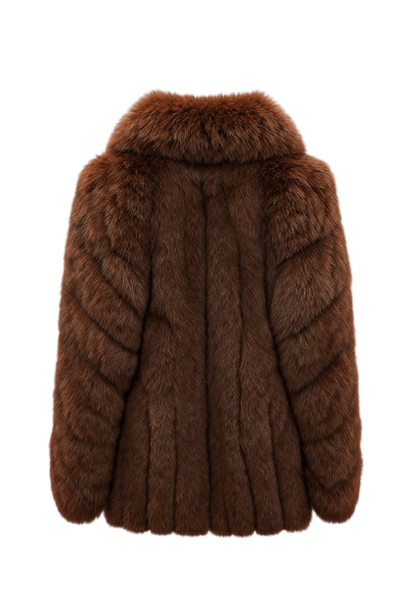 1980s Reddish Chestnut Brown Fur Coat - Back View