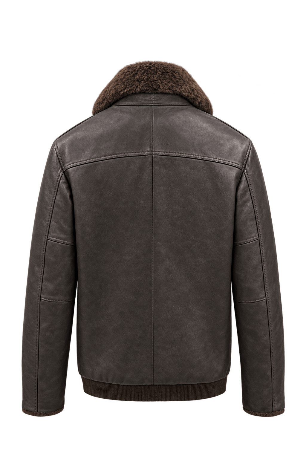 1980s Dark Chocolate Brown Leather Jacket - Back View