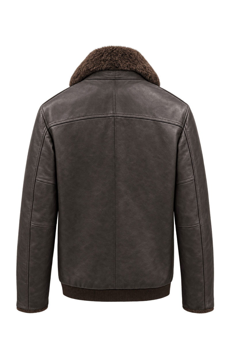 1980s Dark Chocolate Brown Leather Jacket - Back View
