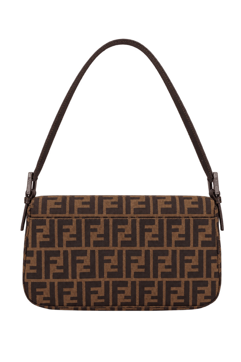 1990s Tan Brown Woven Canvas Shoulder Bag - Back View