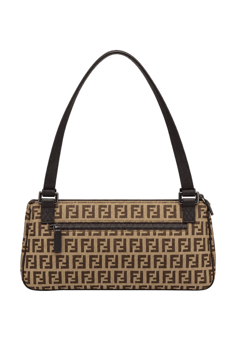 1990s Tan Woven Fabric Shoulder Bag - Back View