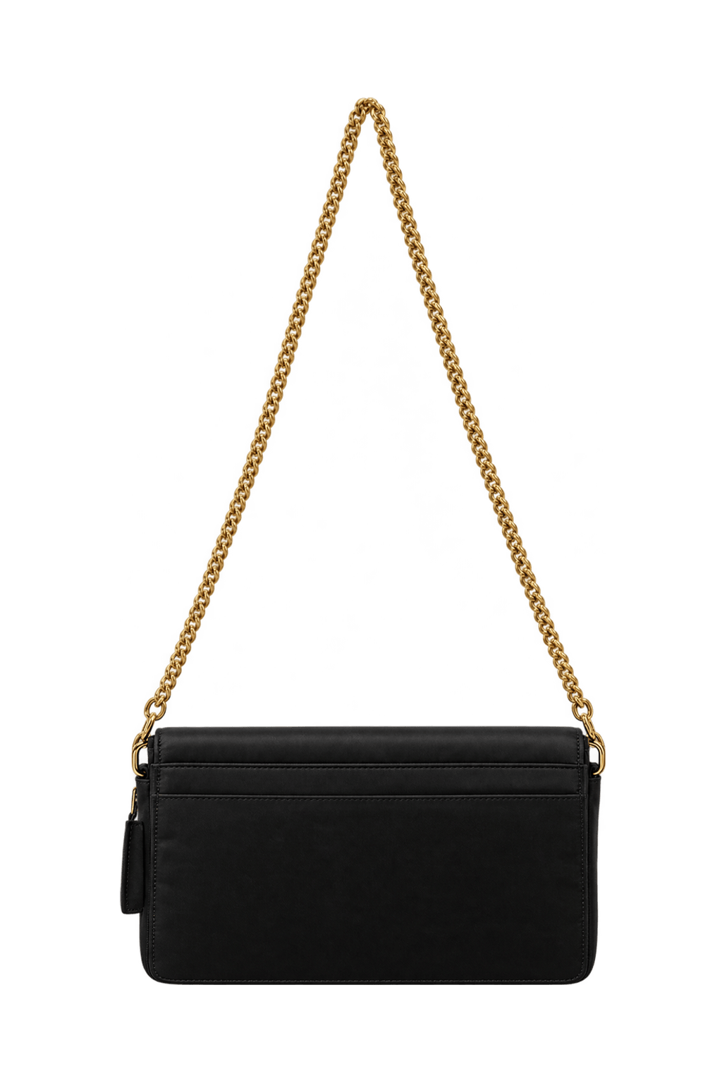 1980s Black Leather Shoulder Bag - Back View