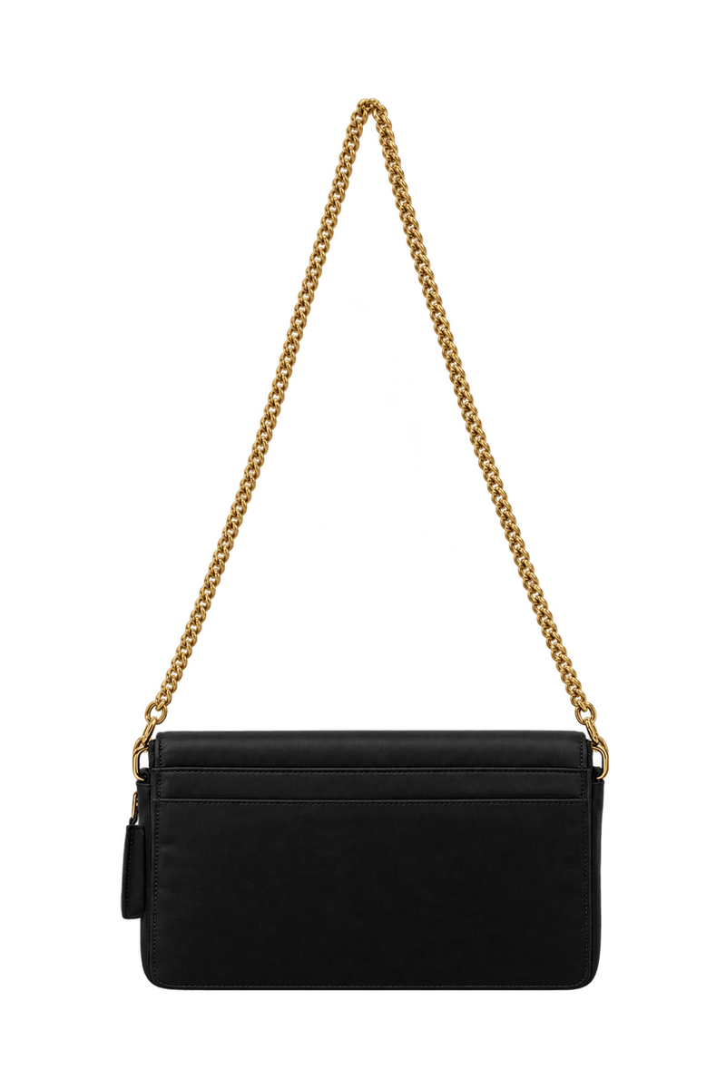 1980s Black Leather Shoulder Bag - Back View
