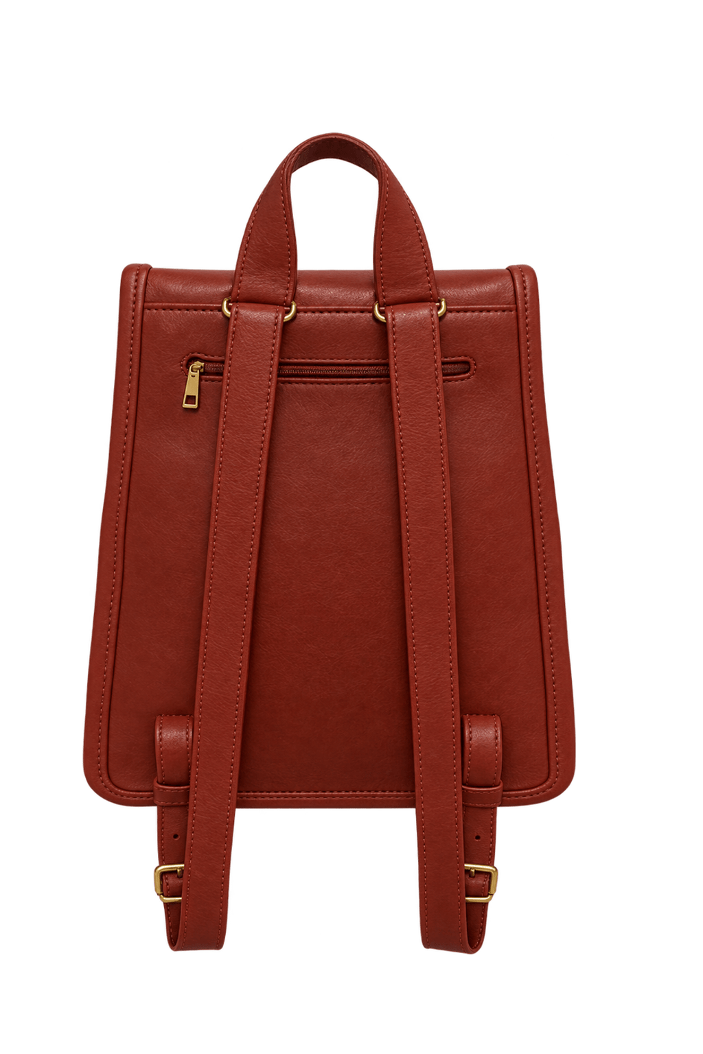 1980s Reddish Brown Leather Backpack - Back View